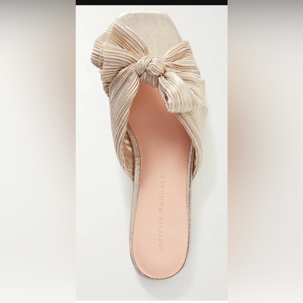 Loeffler Randall Metallic Gold Bow Flats